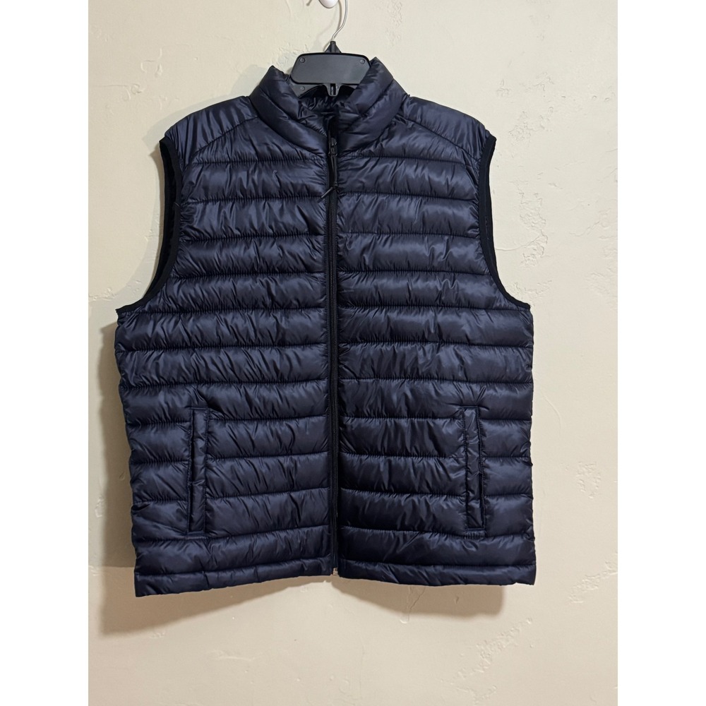 Aeropostale Vest L Navy Puffer Quilted Full Zip Sleeveless Jacket